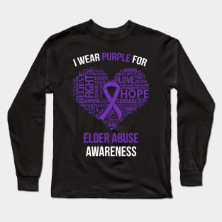 I Wear Purple For Elder Abuse Awareness Shirt Long Sleeve T-Shirt